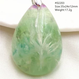 Natural Blue-Green Fluorite Water Drop Pendant Necklace - Image 26