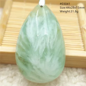 Natural Blue-Green Fluorite Water Drop Pendant Necklace - Image 48