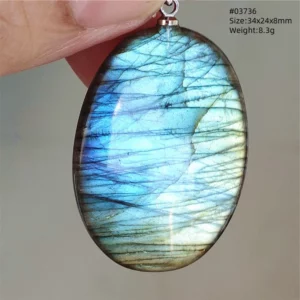 Natural Blue Labradorite Bead Pendant Necklace - Image 61