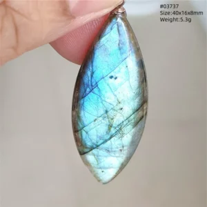 Natural Blue Labradorite Bead Pendant Necklace - Image 54