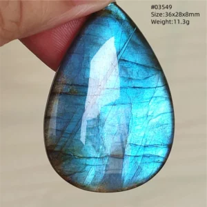 Natural Blue Labradorite Bead Pendant Necklace - Image 50