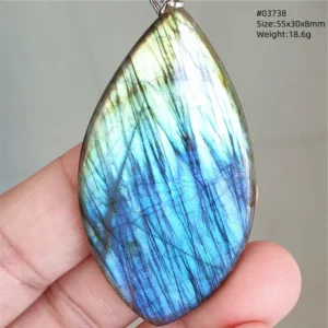 Natural Blue Labradorite Bead Pendant Necklace - Image 55