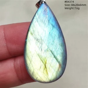 Natural Blue Labradorite Bead Pendant Necklace - Image 13