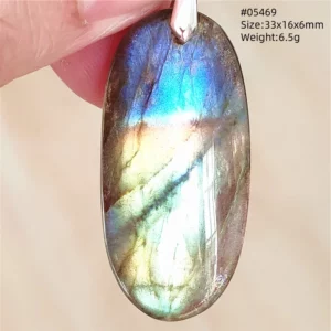 Natural Blue Labradorite Bead Pendant Necklace - Image 68
