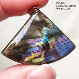 Natural Blue Labradorite Bead Pendant Necklace - Image 14