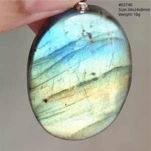 Natural Blue Labradorite Bead Pendant Necklace - Image 56