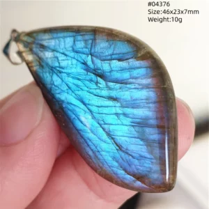 Natural Blue Labradorite Bead Pendant Necklace - Image 10