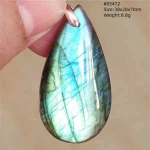 Natural Blue Labradorite Bead Pendant Necklace - Image 71