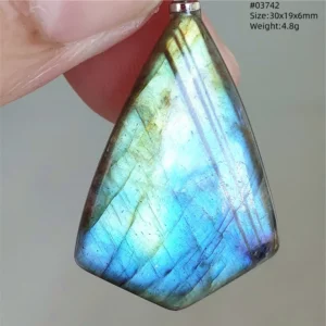 Natural Blue Labradorite Bead Pendant Necklace - Image 52