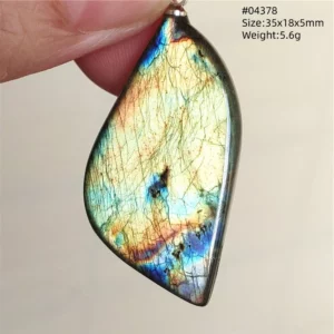 Natural Blue Labradorite Bead Pendant Necklace - Image 15