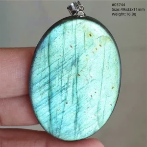 Natural Blue Labradorite Bead Pendant Necklace - Image 53