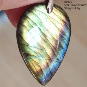 Natural Blue Labradorite Bead Pendant Necklace - Image 3