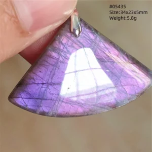 Natural Blue Labradorite Bead Pendant Necklace - Image 2