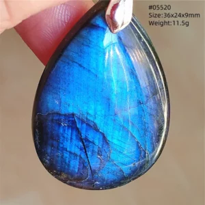 Natural Blue Labradorite Bead Pendant Necklace - Image 32