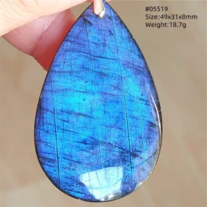 Natural Blue Labradorite Bead Pendant Necklace - Image 36