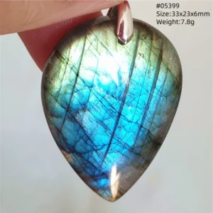 Natural Blue Labradorite Bead Pendant Necklace - Image 4