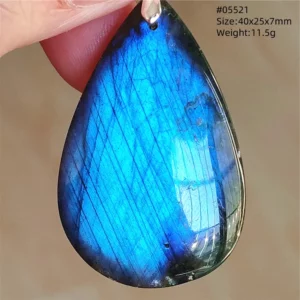 Natural Blue Labradorite Bead Pendant Necklace - Image 31