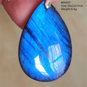 Natural Blue Labradorite Bead Pendant Necklace - Image 5