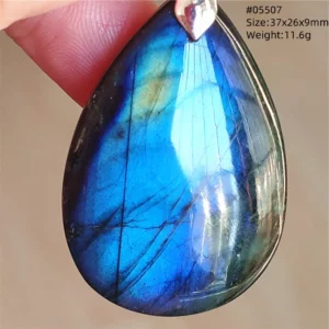 Natural Blue Labradorite Bead Pendant Necklace - Image 39