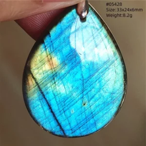 Natural Blue Labradorite Bead Pendant Necklace - Image 6