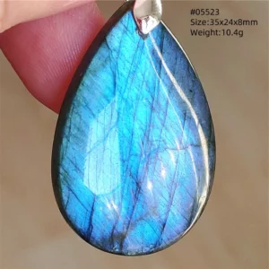 Natural Blue Labradorite Bead Pendant Necklace - Image 33