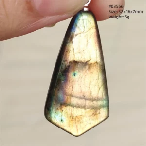 Natural Blue Labradorite Bead Pendant Necklace - Image 48
