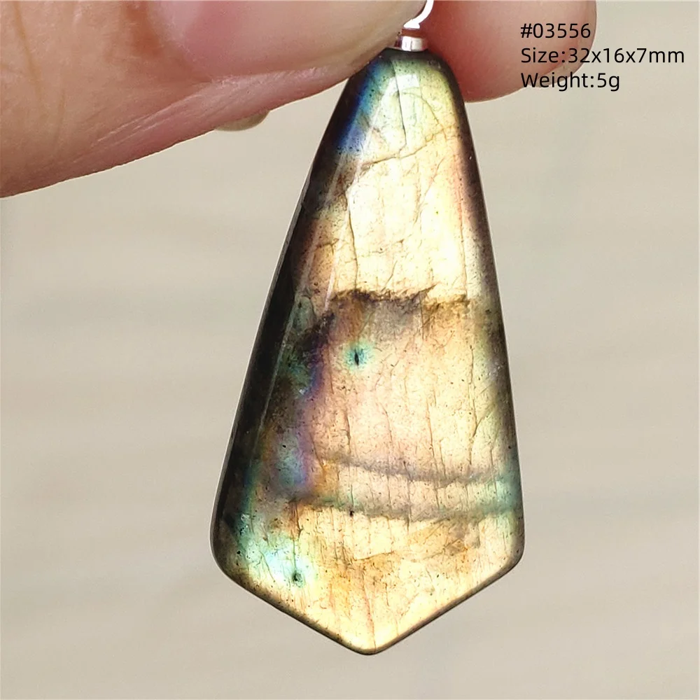 Natural Blue Labradorite Bead Pendant Necklace