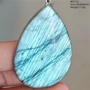 Natural Blue Labradorite Bead Pendant Necklace - Image 64