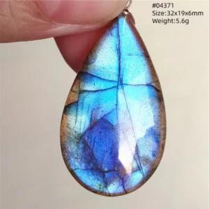 Natural Blue Labradorite Bead Pendant Necklace - Image 24