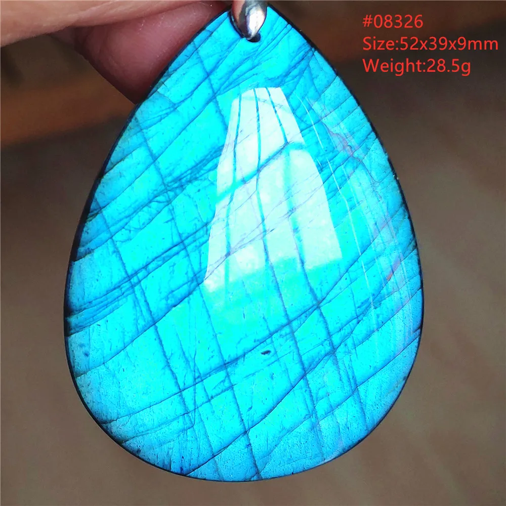 Natural Blue Labradorite Stone Pendant Necklace, AAAAA