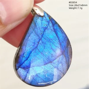 Natural Blue Labradorite Stone Pendant Necklace, AAAAA - Image 40