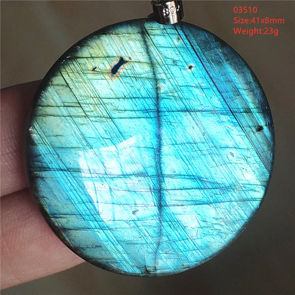 Natural Blue Labradorite Stone Pendant Necklace, AAAAA