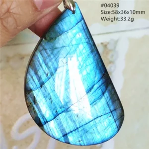 Natural Blue Labradorite Stone Pendant Necklace, AAAAA - Image 8