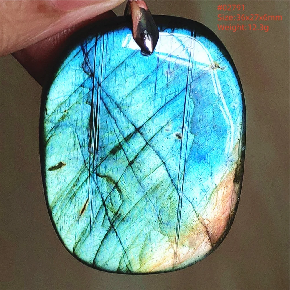 Natural Blue Labradorite Stone Pendant Necklace, AAAAA