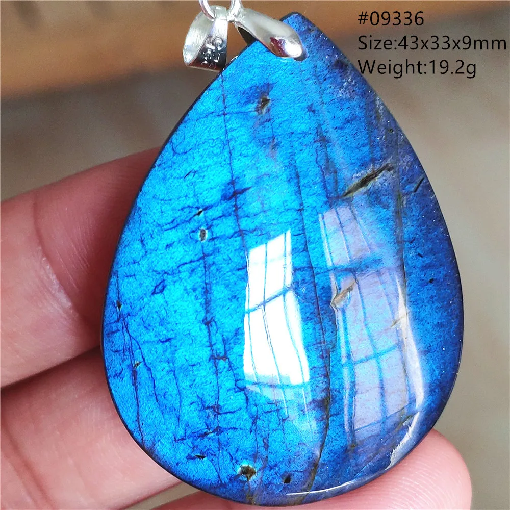 Natural Blue Labradorite Stone Pendant Necklace, AAAAA