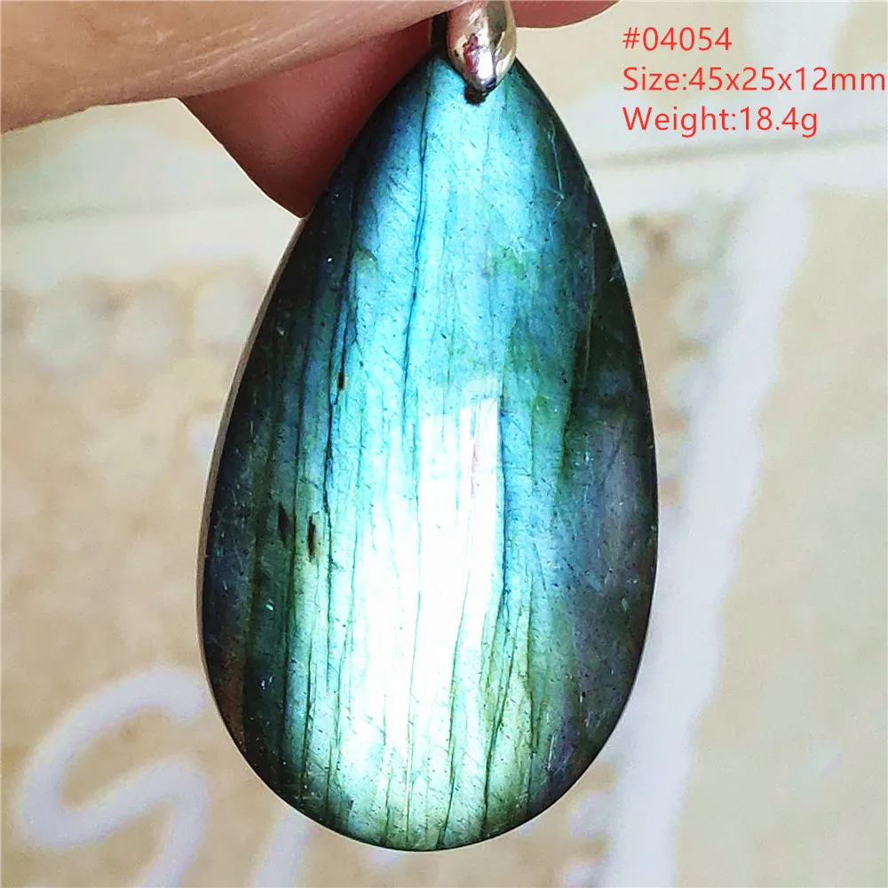 Natural Blue Labradorite Stone Pendant Necklace, AAAAA