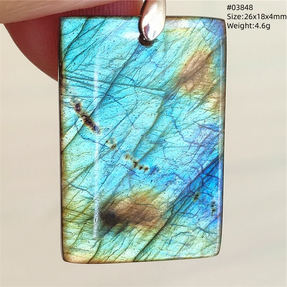 Natural Blue Labradorite Stone Pendant Necklace, AAAAA