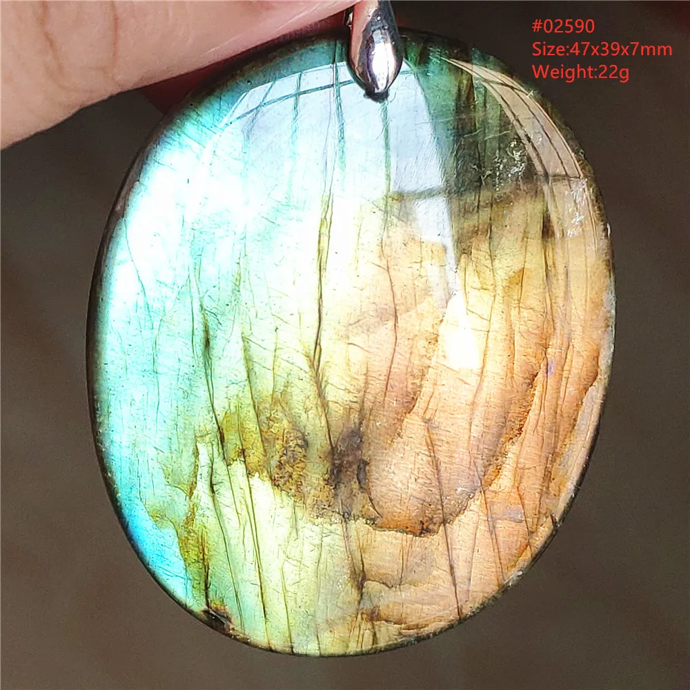 Natural Blue Labradorite Stone Pendant Necklace, AAAAA