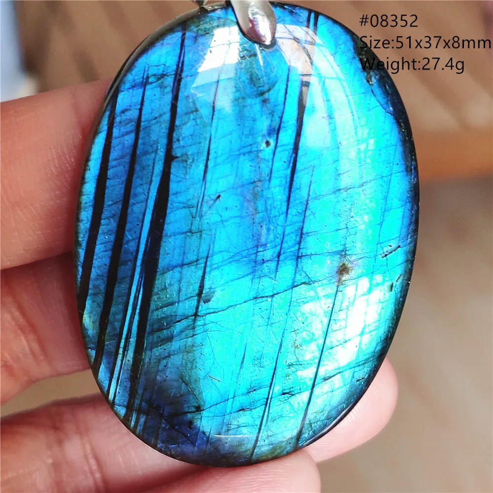 Natural Blue Labradorite Stone Pendant Necklace, AAAAA