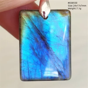 Natural Blue Labradorite Stone Pendant Necklace, AAAAA - Image 20