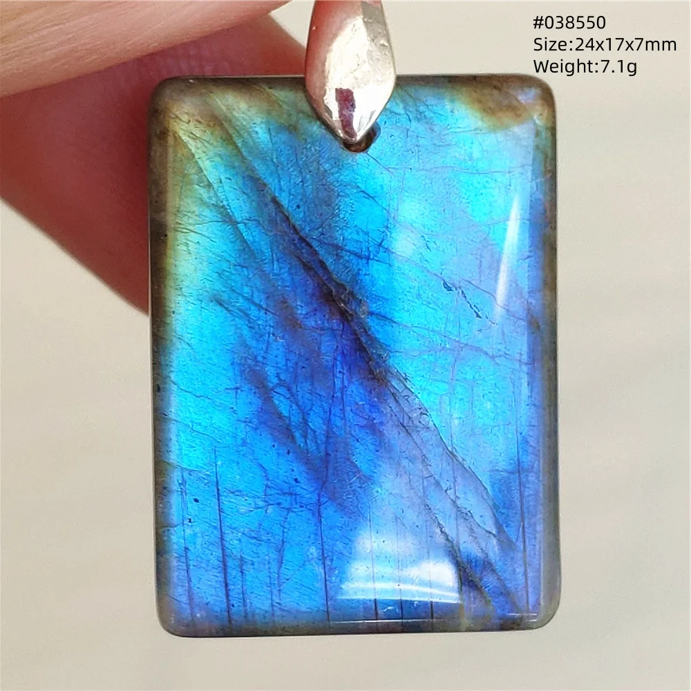 Natural Blue Labradorite Stone Pendant Necklace, AAAAA