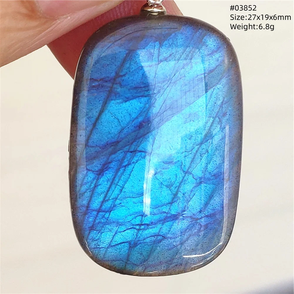 Natural Blue Labradorite Stone Pendant Necklace, AAAAA