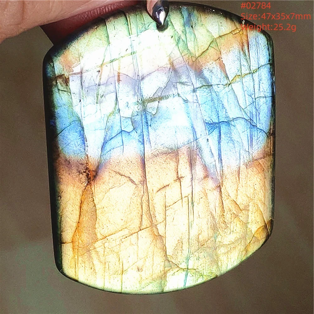 Natural Blue Labradorite Stone Pendant Necklace, AAAAA