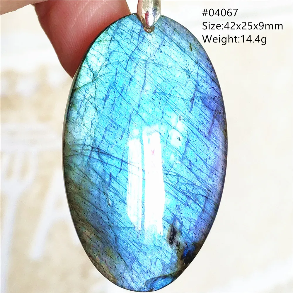 Natural Blue Labradorite Stone Pendant Necklace, AAAAA