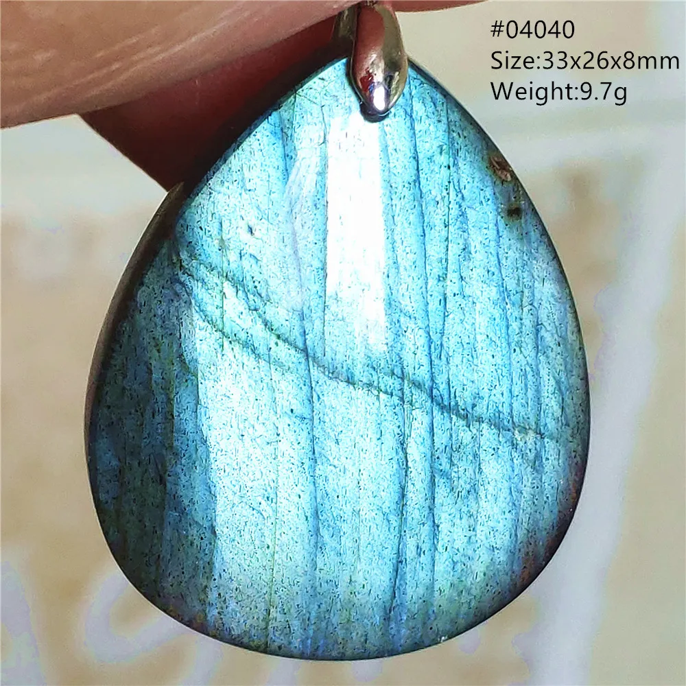 Natural Blue Labradorite Stone Pendant Necklace, AAAAA