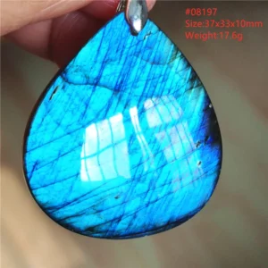 Natural Blue Labradorite Stone Pendant Necklace, AAAAA - Image 3