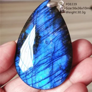 Natural Blue Labradorite Stone Pendant Necklace, AAAAA - Image 47