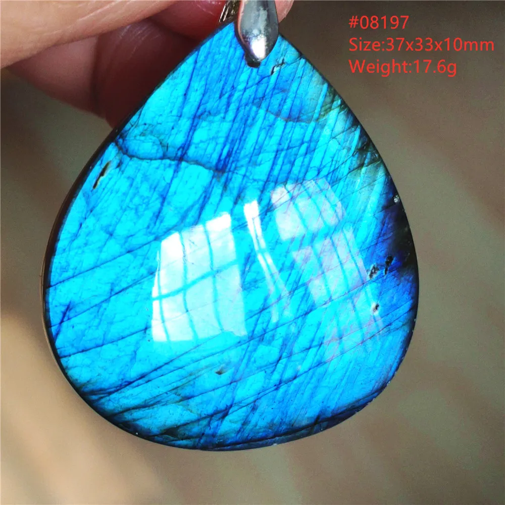 Natural Blue Labradorite Stone Pendant Necklace, AAAAA