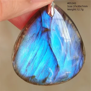 Natural Blue Labradorite Stone Pendant Necklace, AAAAA - Image 46