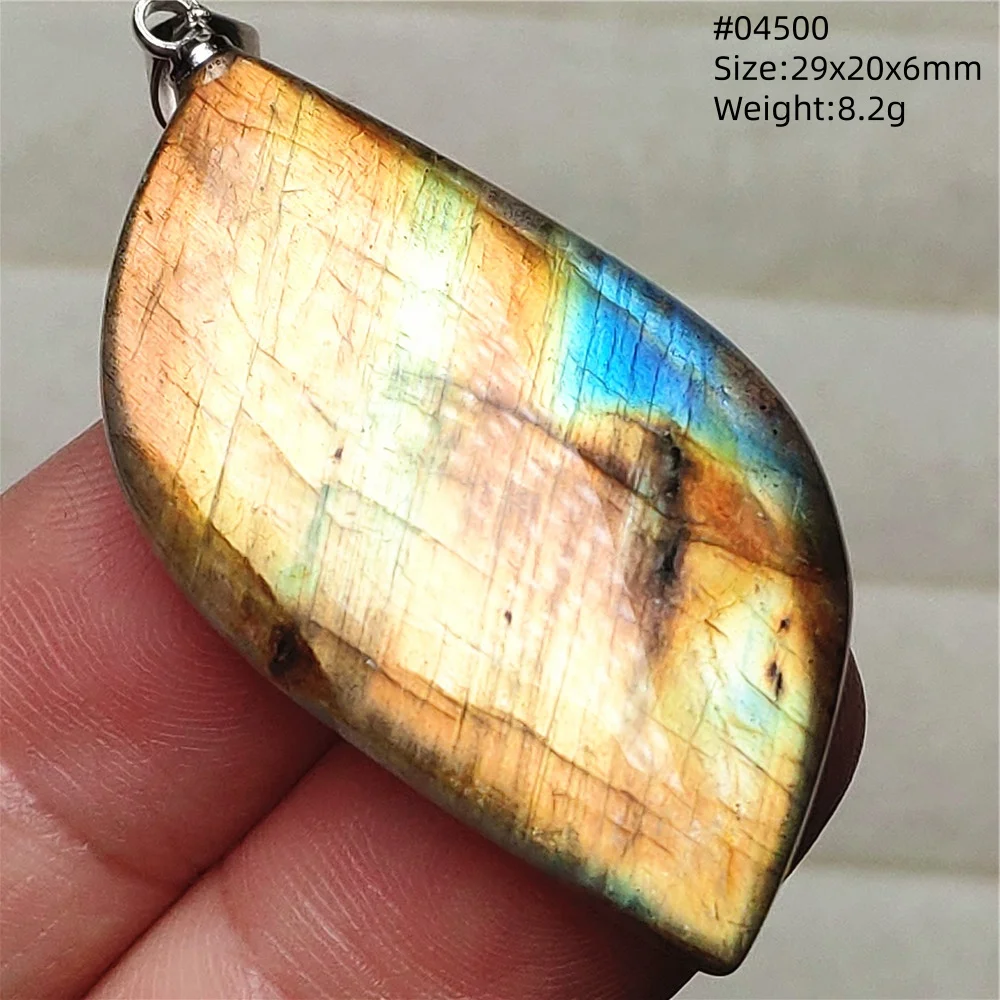 Natural Blue Labradorite Stone Pendant Necklace, AAAAA